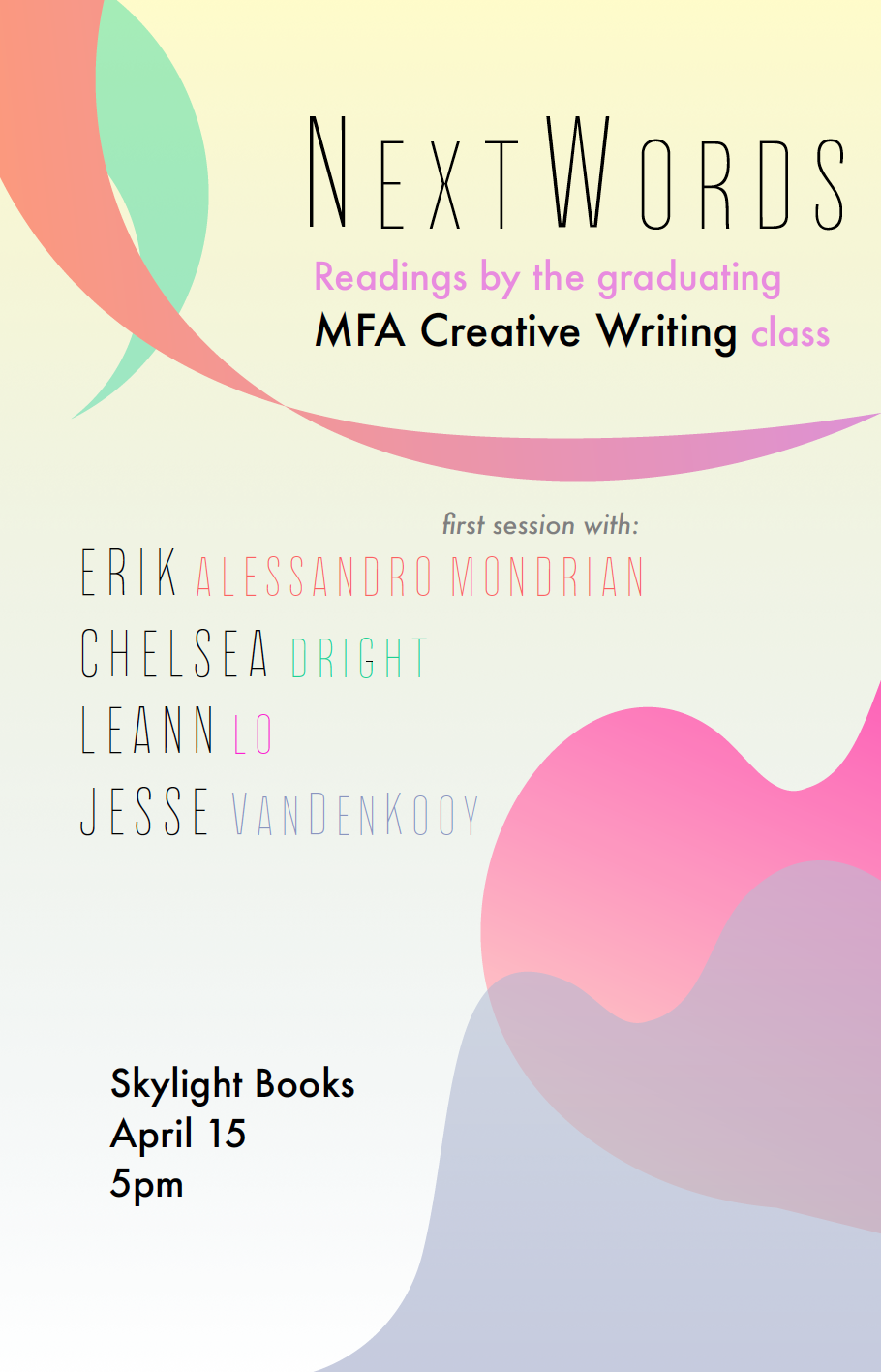 Next Words Reading Series Kicks Off with a Reading at Skylight Books