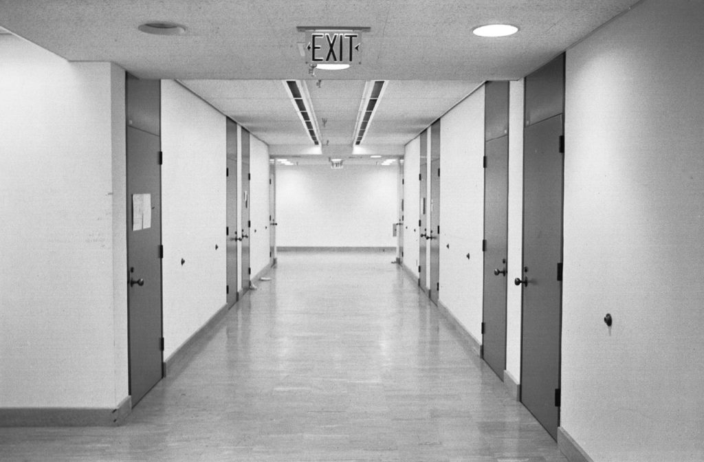 A CalArts hallway in the 1970s